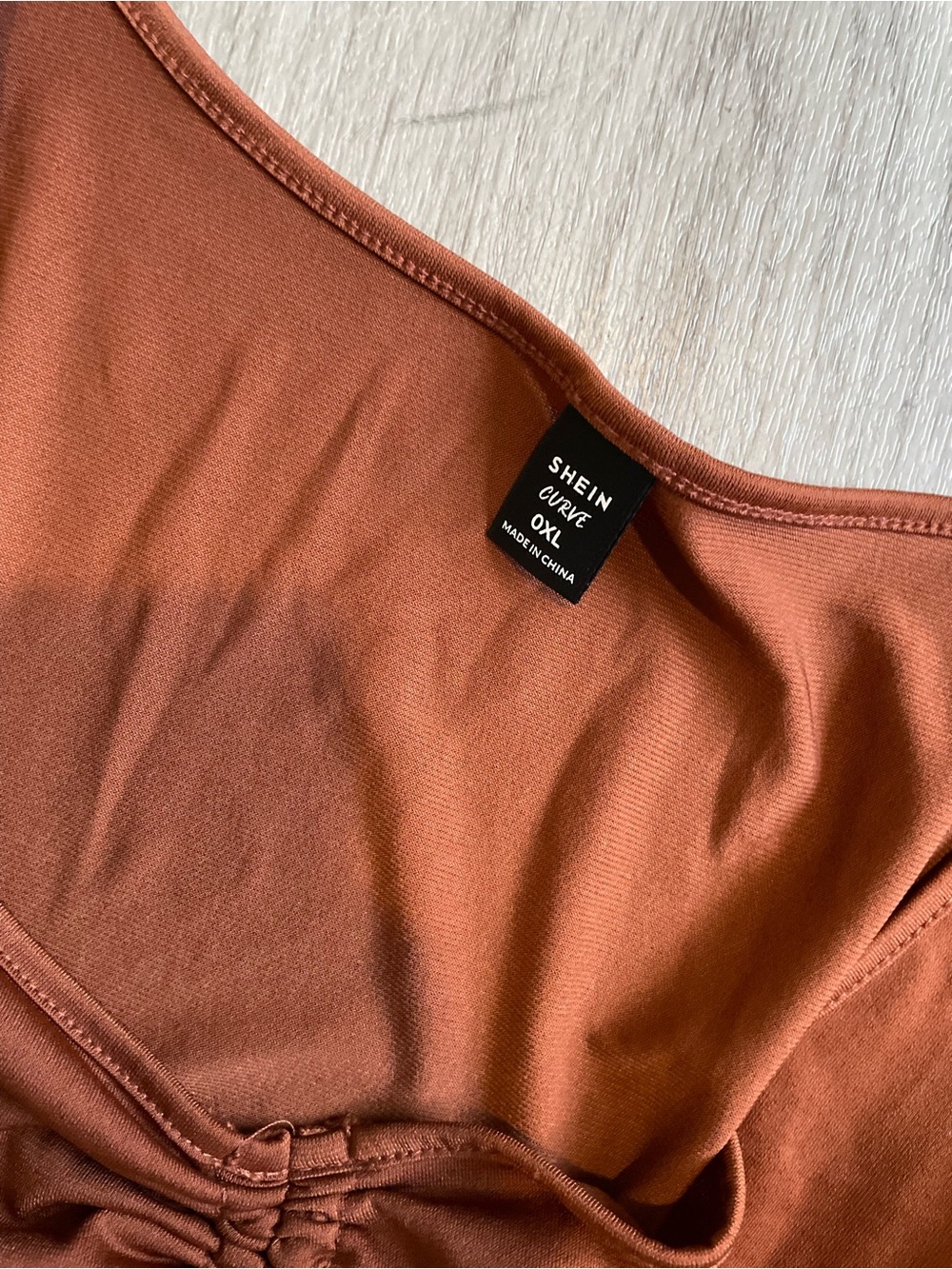 SHEIN Rust Ruched Drawstring Mini Dress - Picture 2 of 2
